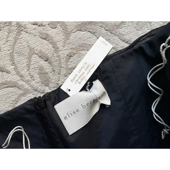 Elise Bergman 100% Silk Strapless Floor-Length Gown Black Chiffon Size Small - Picture 6 of 9